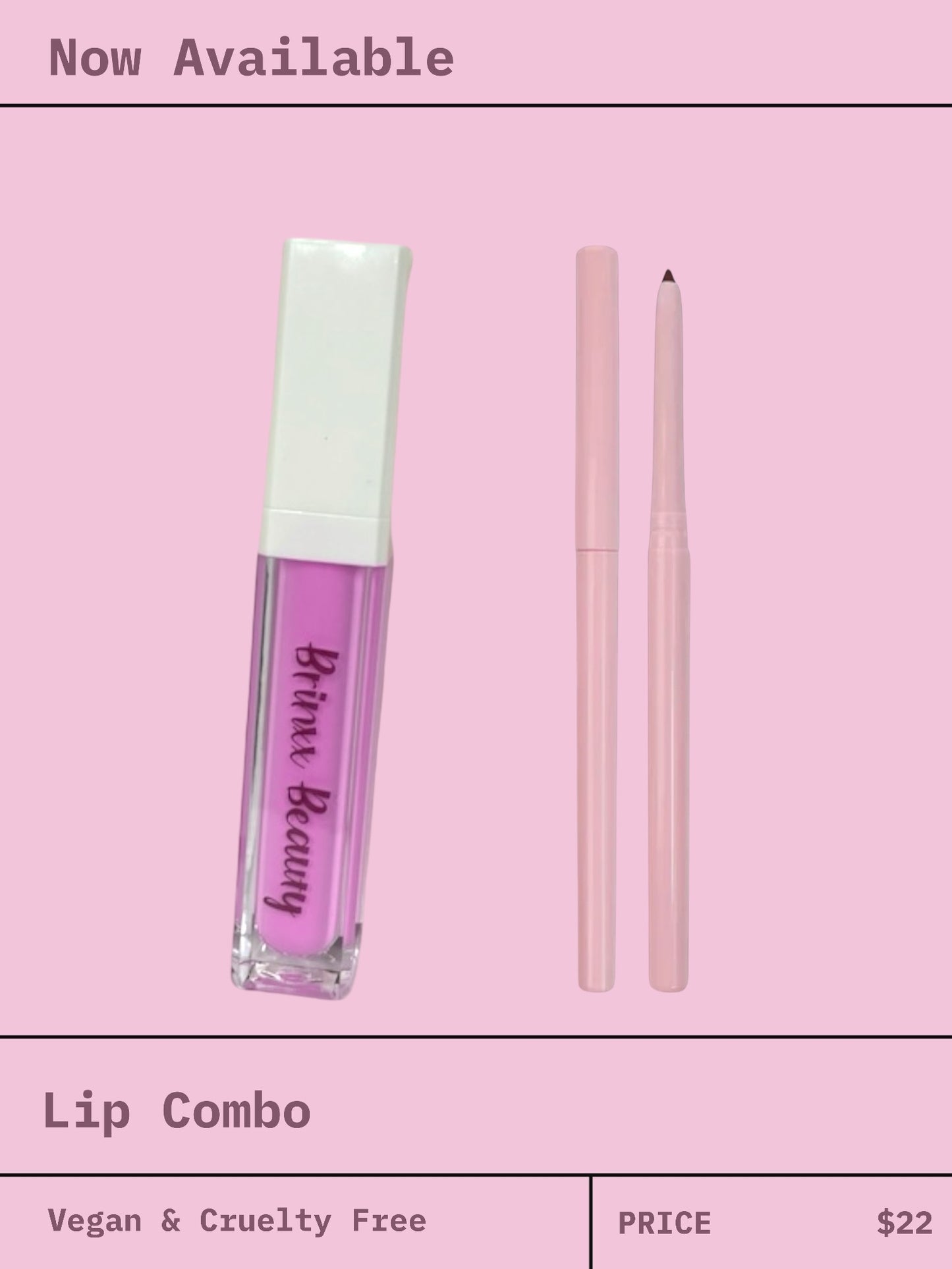 Tender Pink Lipgloss & Medium brown Lip Liner Kit